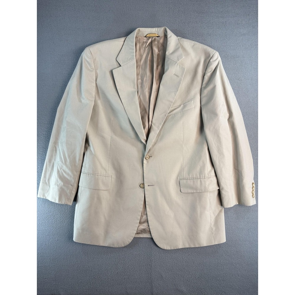 Brooks Brothers Blazer Mens 42R Beige Cotton Blend Two Button Jacket Casual